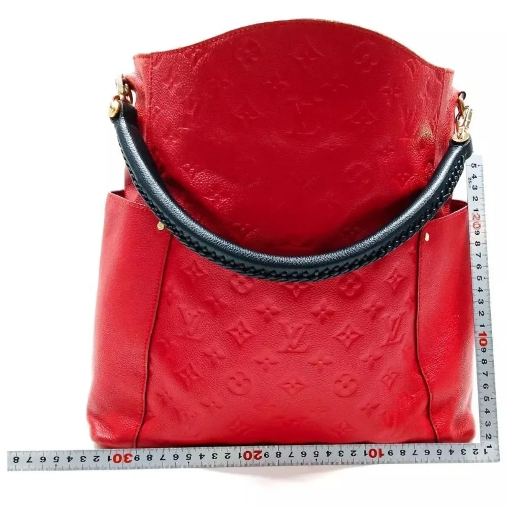 Auth Louis Vuitton Cherry Red Empreinte Monogram Leather PM Bagatelle Hobo Bag - Picture 2 of 15